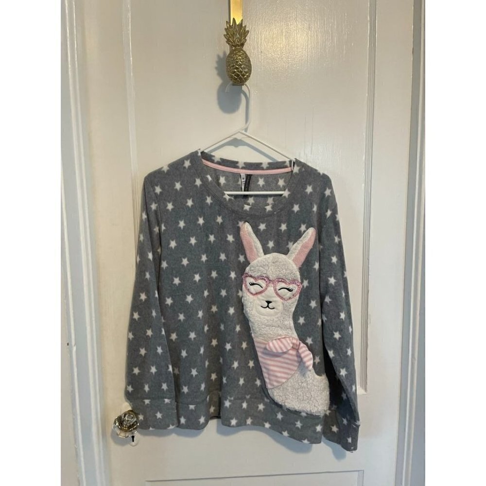 Jaclyn Intimates Women's Size Medium Heart Starts Llama Sweater